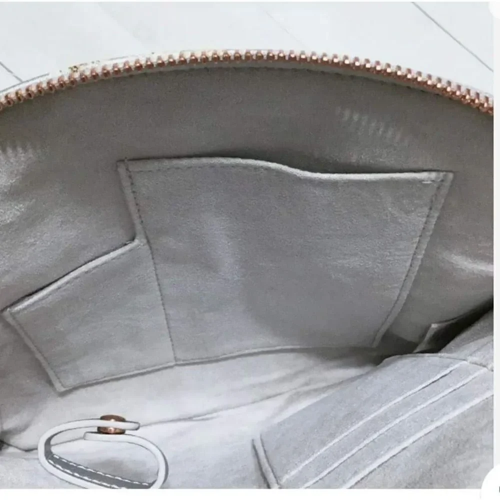 New Anthropologie Travel  Silver Speckled Holder Travel Zip Pouch Bag
